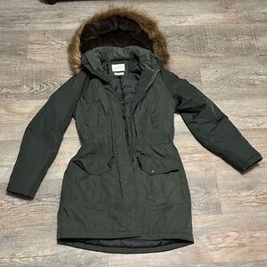 Universal Thread Dark Green Parka with Faux Fur Hood